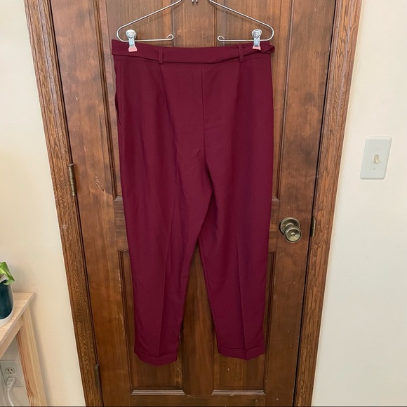 OPEN TO OFFERS ASOS Peg Leg Burgundy Pants with Obi Tie - Picture 8 of 9